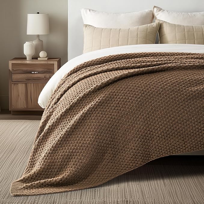 EVERGRACEHOME Chunky Chenille Knit Throw Blanket