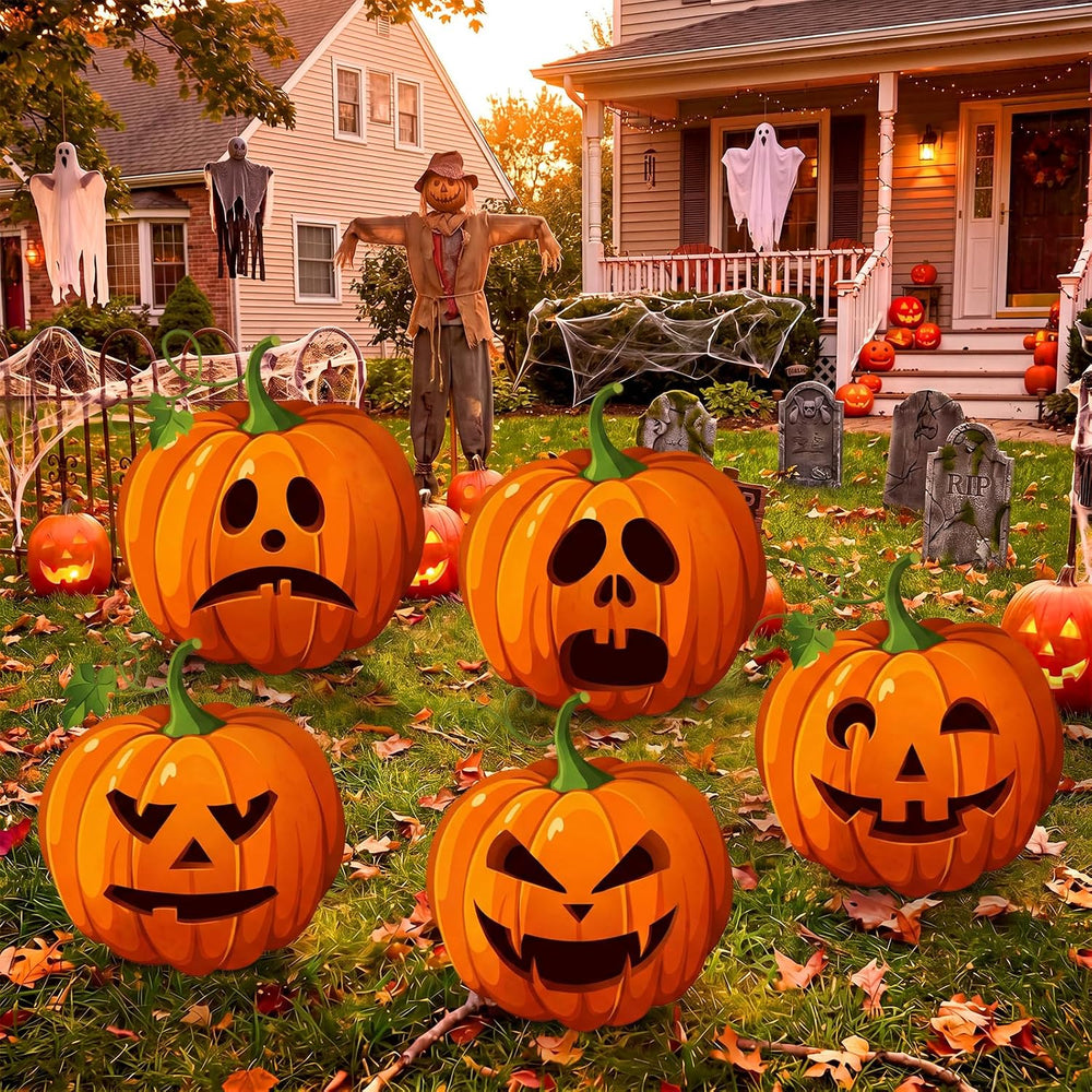 Capoda 5 Pcs Large Halloween Pumpkin Cardboard Cutouts Decor, 18.5 inch