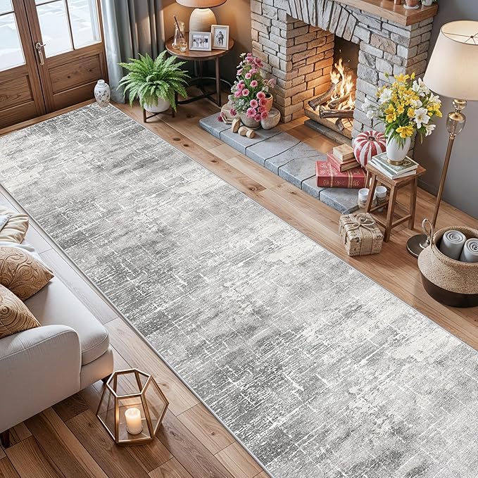 2'6x14 Abstract Kitchen Area Rugs: Farmhouse Washable Non-Slip Long Hallw...