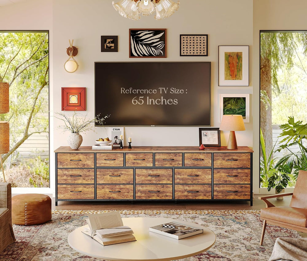 Huuger 77.6" Long Dresser for Bedroom, 16 Drawer Fabric Dresser for Clos...