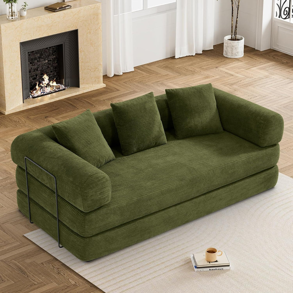 DAMAIFROM Convertible Sleeper Sofa Bed Floor Boneless Couch, Olive Green