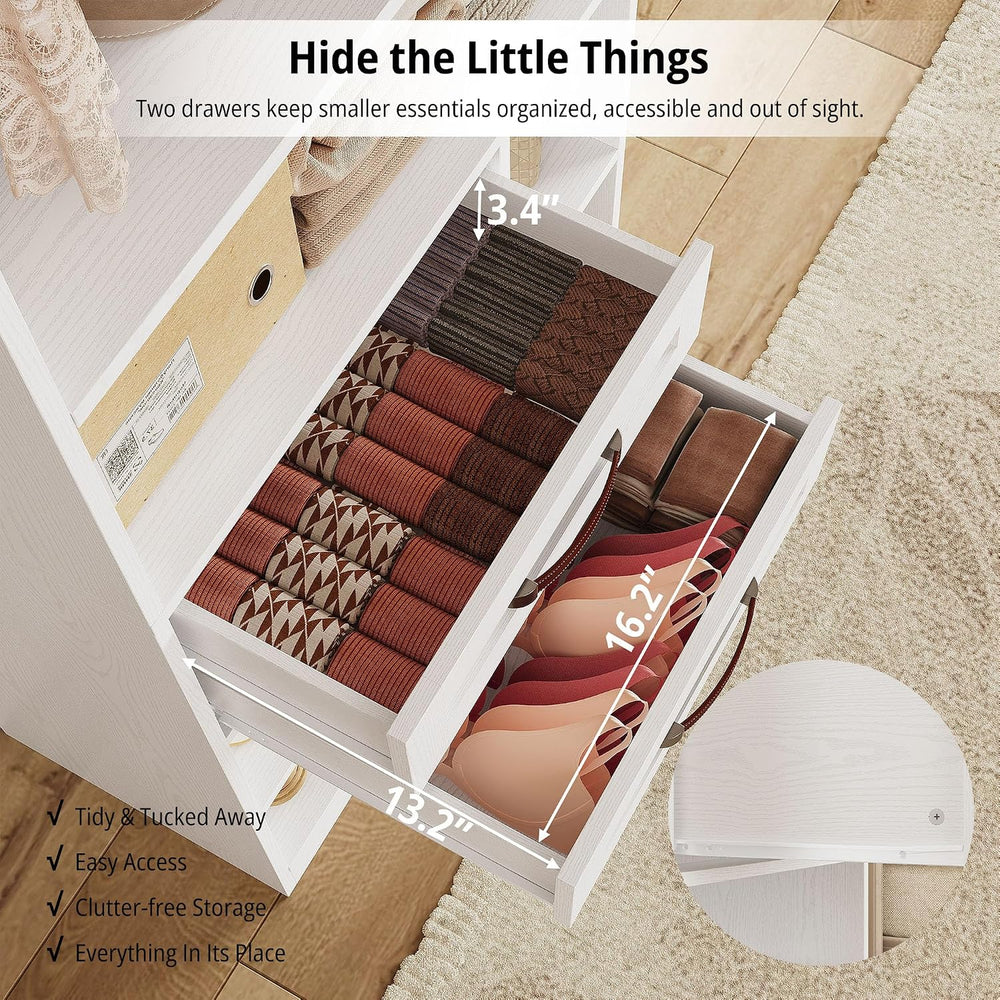 IRONCK Closet Organizer System with 2 Drawers & Adjustable Shelves, 29.6&...