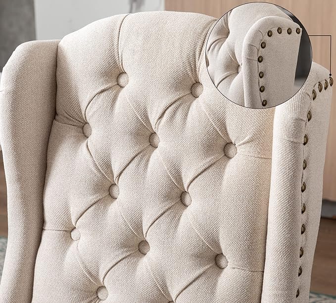 Upholstered Dining Chairs Set of 2 for Kitchen and Dining Room Farmhouse Fabr...