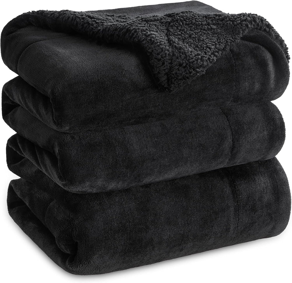 Bedsure GentleSoft Sherpa Fleece Blanket Queen Size for Bed, Non-Heated, Thic...