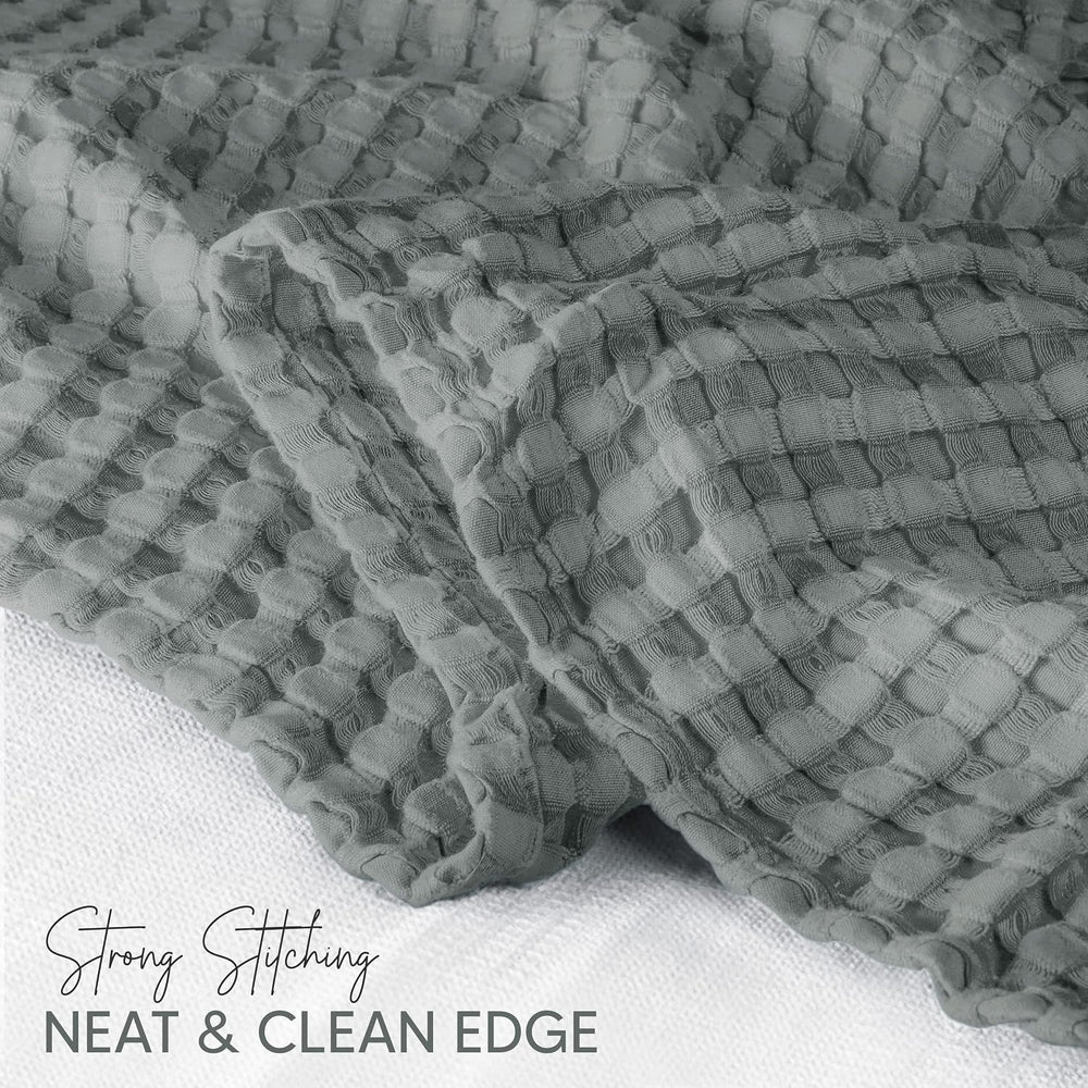 Utopia Bedding 100% Cotton Waffle Blanket Twin Size Cool Grey, 90x72 Inch
