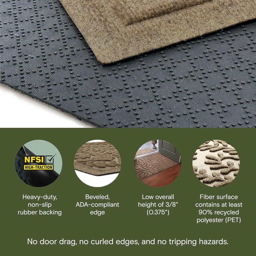 WaterHog Boxwood Front Door Mat Indoor Outdoor Entrance, Absorbent All-Weathe...