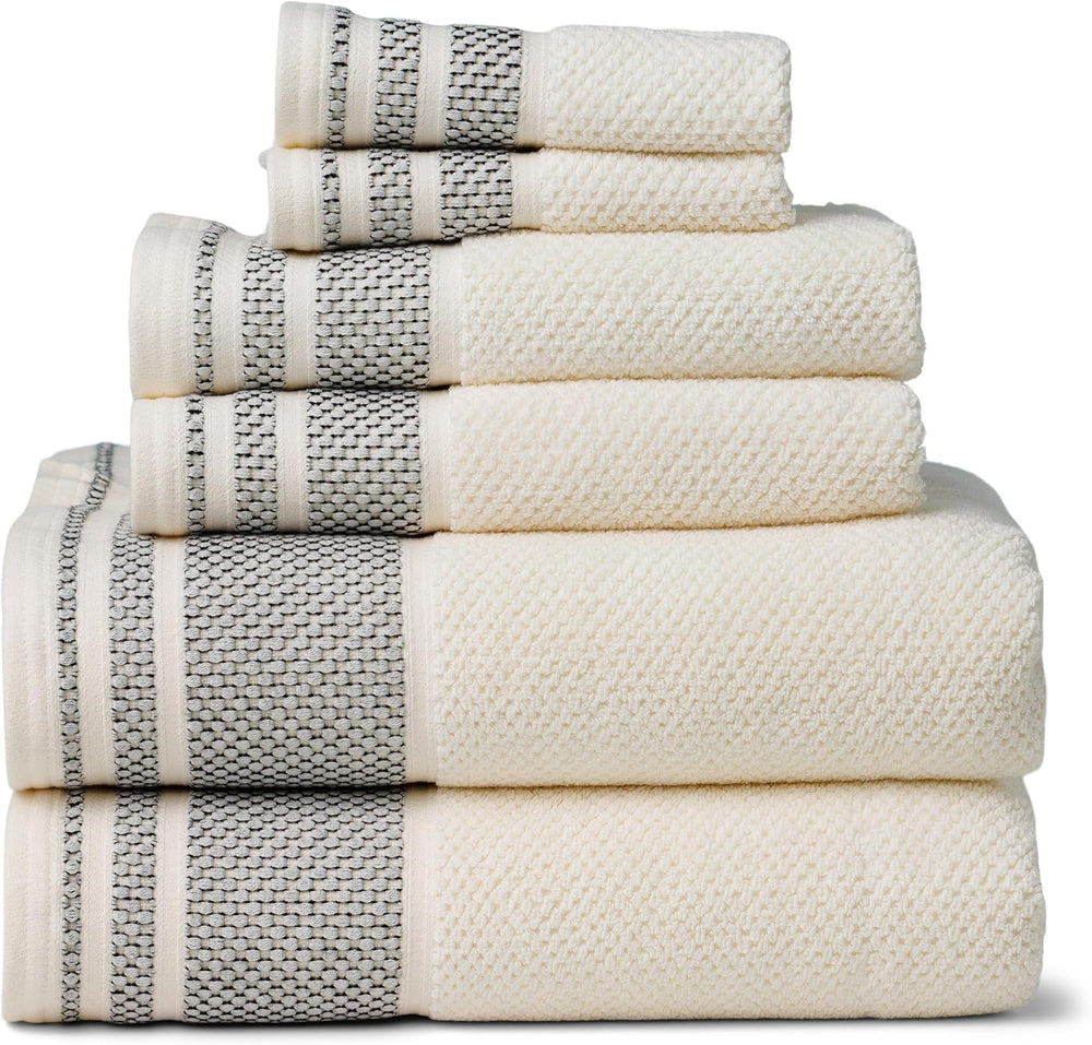 Texere 100% Organic Cotton Rice Weave Jacquard 700 GSM Luxury Bath Towel Set ...