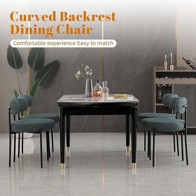 DYHOME Boucle Dining Chairs Set of 4, Upholstered Kitchen Dining Room Chairs,...