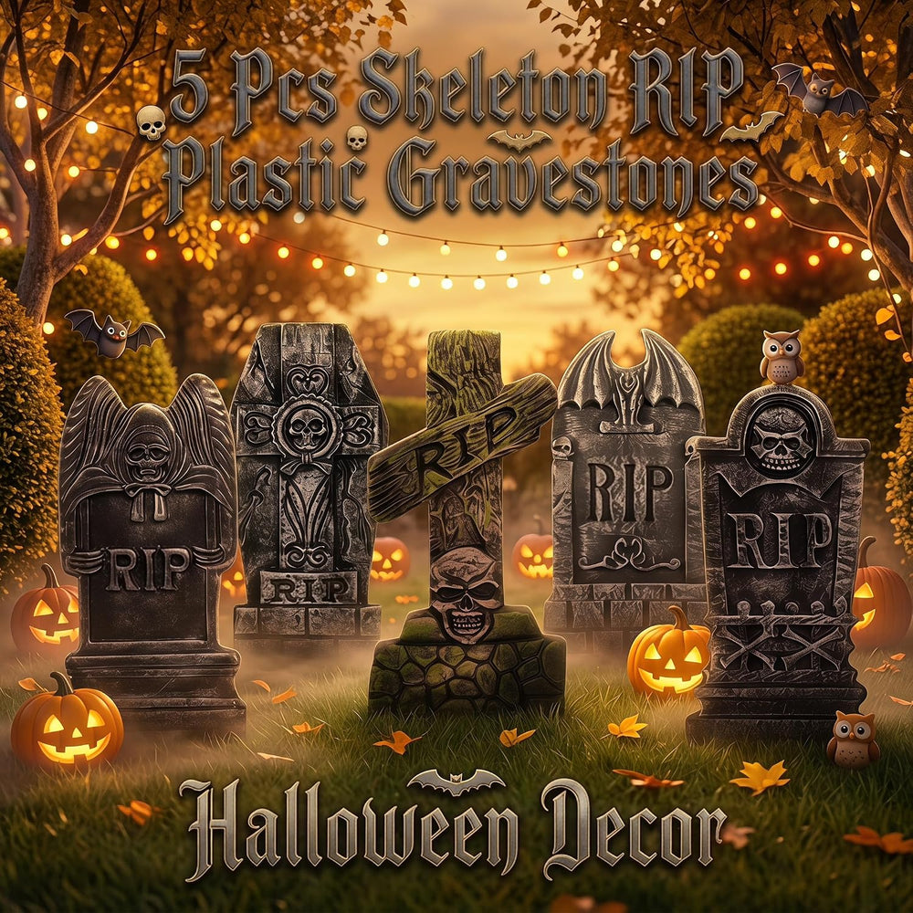 Kendane Halloween Decorations Outdoor RIP 5PACK Tombstone Yard Stakes