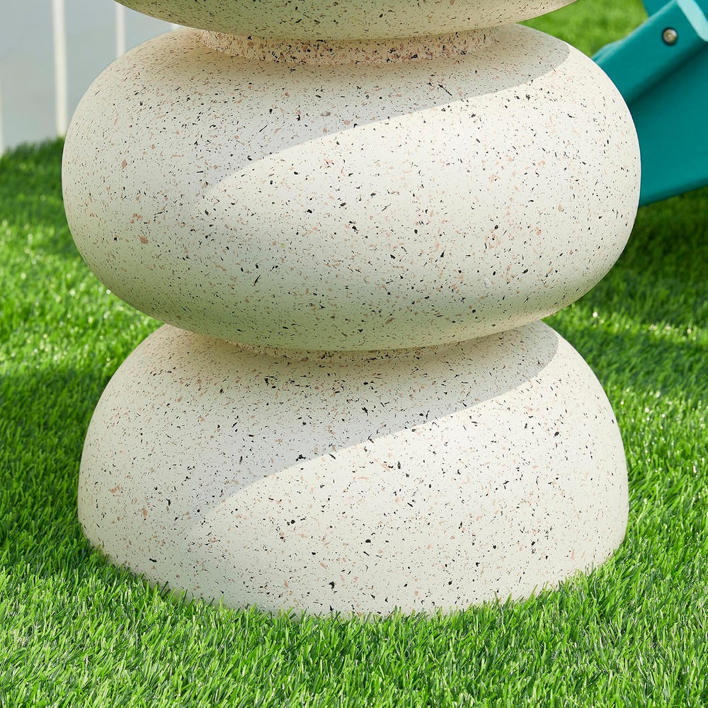 Glitzhome Outdoor Side Table, 18" H Decorative Garden Stool MGO Faux Ter...