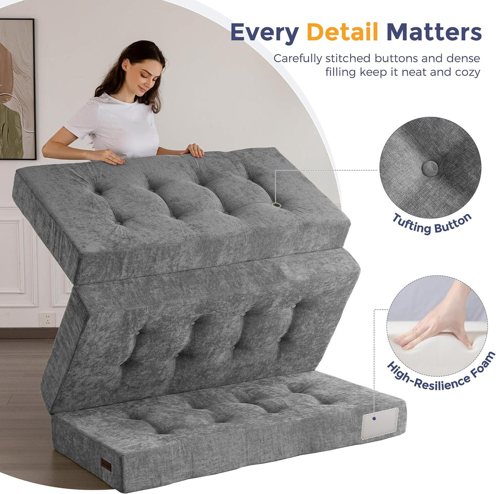 MAXYOYO 6" Folding Sofa Bed for Floor, Tufted Tri-Fold Floor Mattress