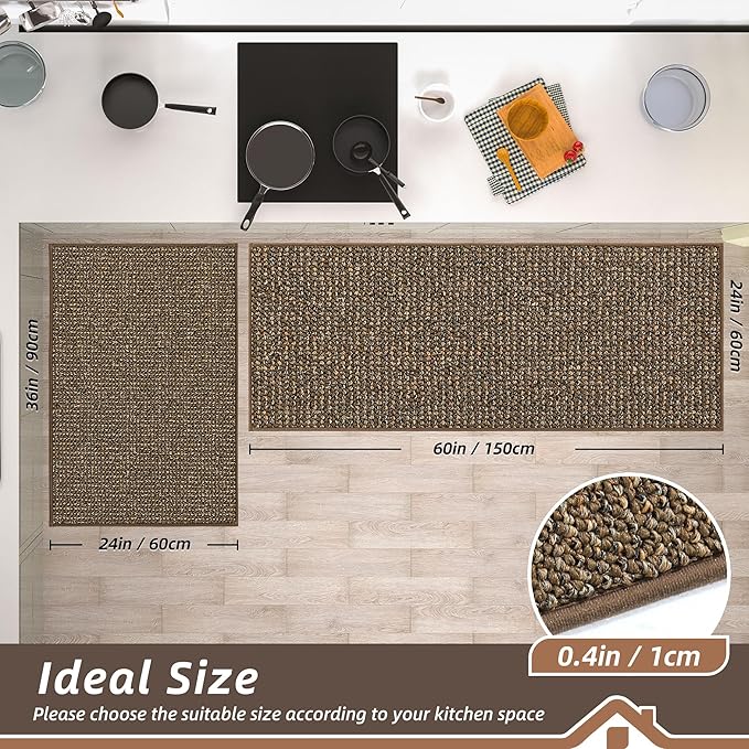 BEQHAUSE Kitchen Rugs and Mats 2PCS, Non-Slip Kitchen Mats