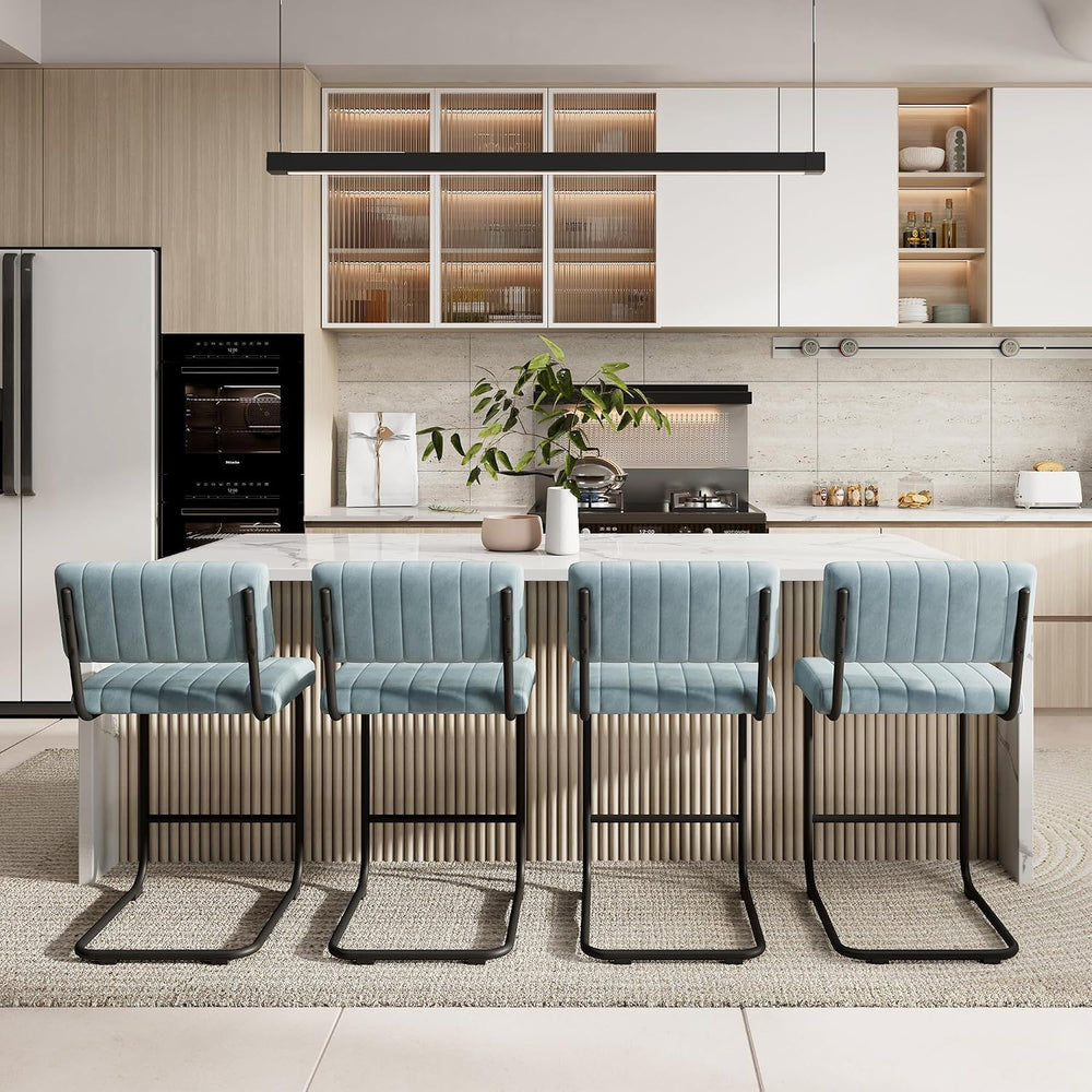 Flouki 24 Inch Bar Stools Set of 4, Cantilever Counter Height Barstools, Upho...