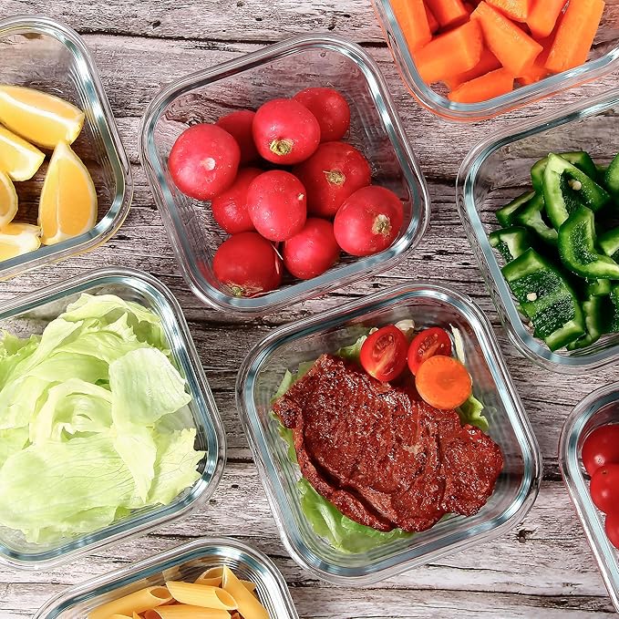 FAWLES 12 Pack Glass Meal Prep Containers