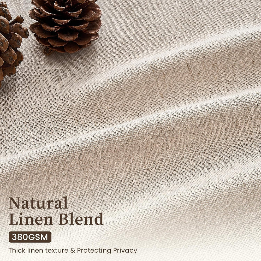 Topfinel 4 Panels Set Pinch Pleated Linen Curtains 84 Inchs Long Oatmeal