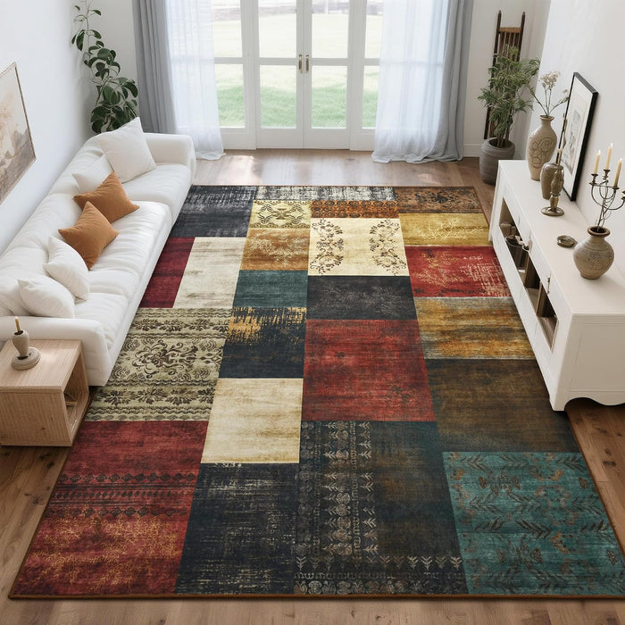 Tepook 8x10 Area Rugs for Living Room, Washable Large Geometric Bedroom Rug