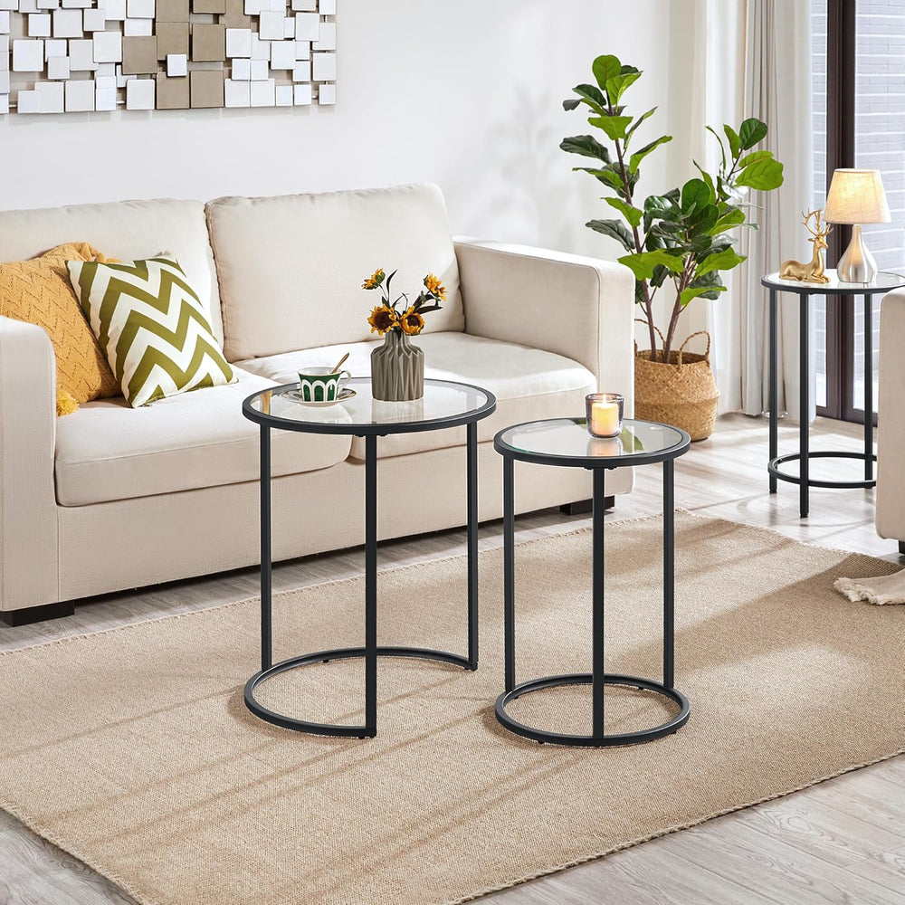 Yaheetech Round Nesting End Table Set of 2,Stacking Side Tables,Coffee Tables...