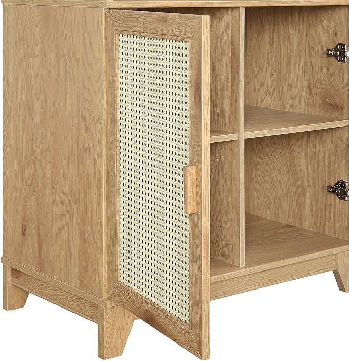 Manhattan Comfort Sheridan Modern Cane Bookcase with Adjustable Open Shelves,...