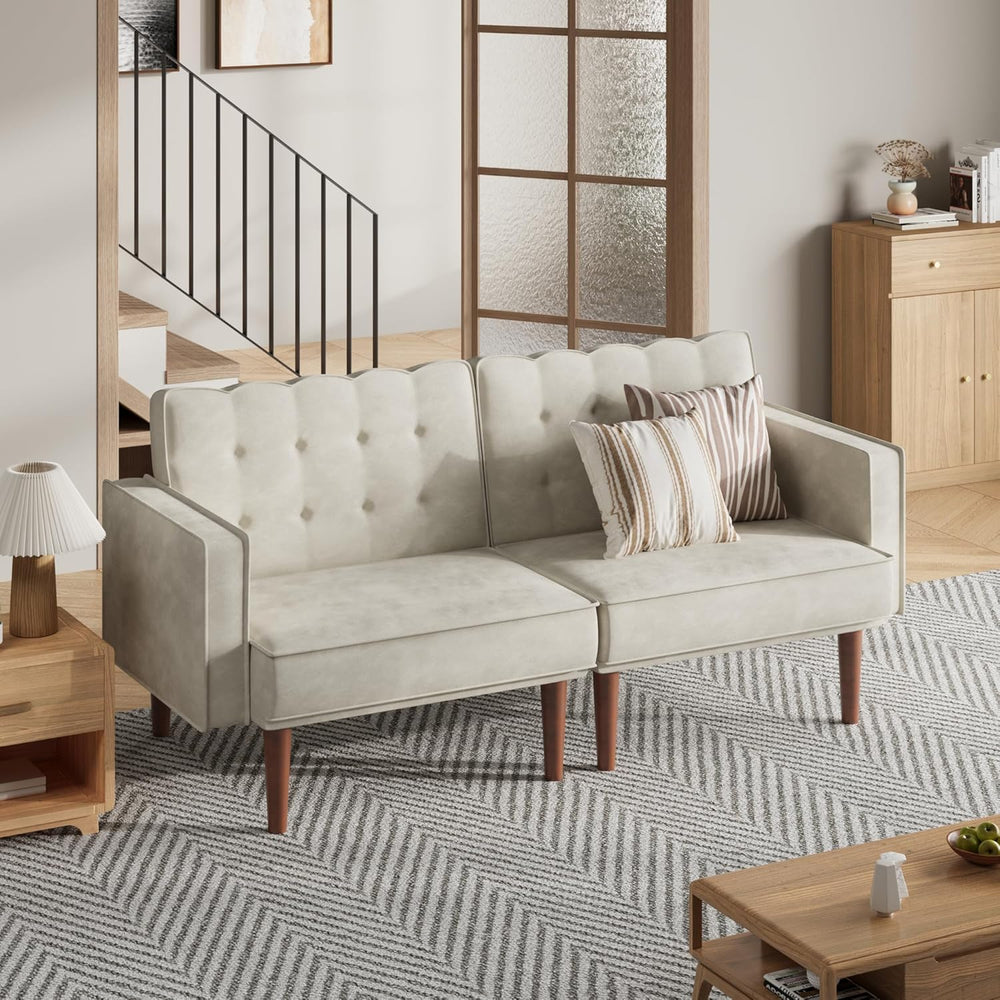 Furnify 71" Velvet Futon Sofa Bed, Versatile Loveseat Couch, Sleeper Sof...