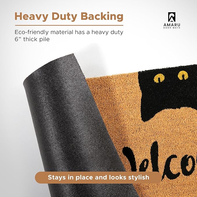 Welcome Cats - 24"x36" - Coir Door Mat - Welcome Mats