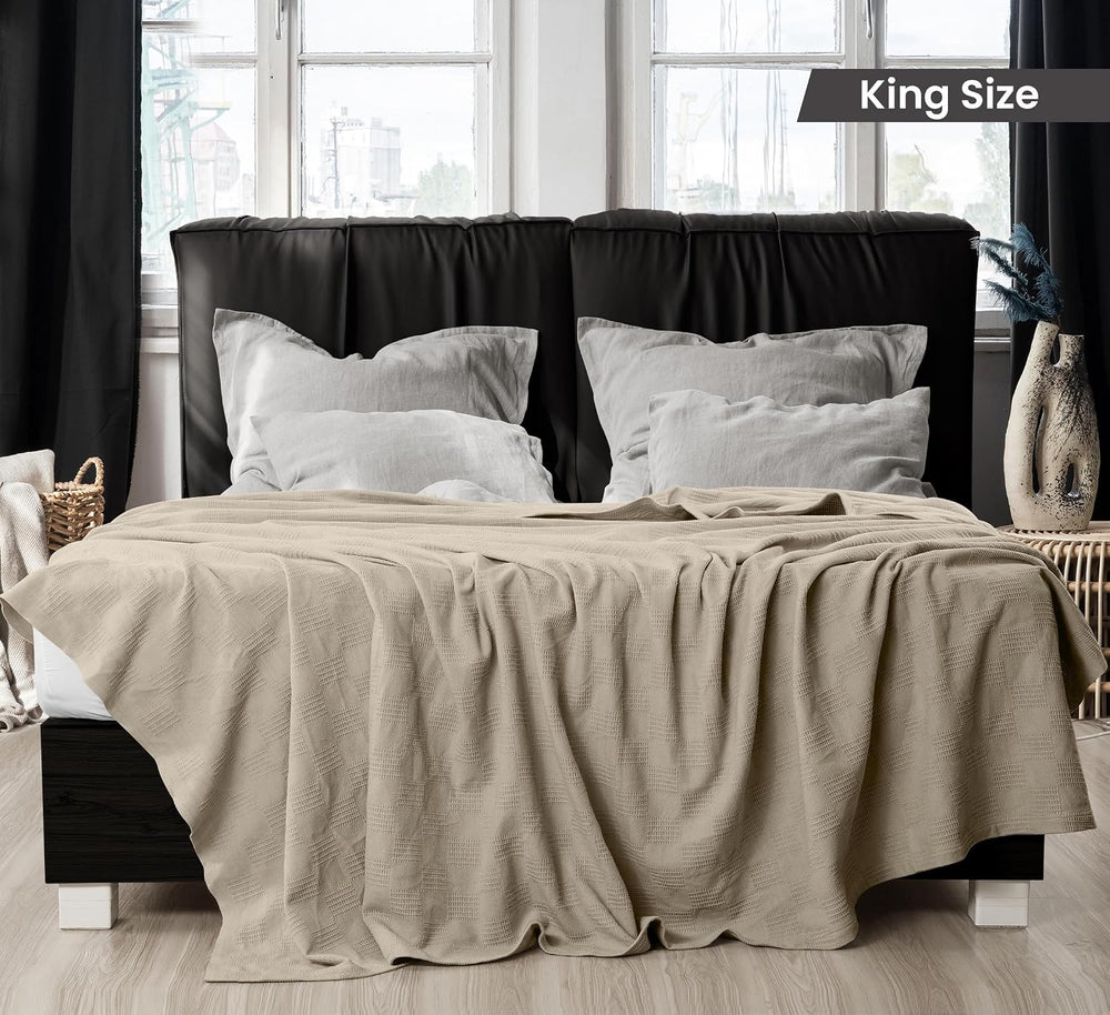 Utopia Bedding 100% Cotton Thermal Blanket Khaki King, 90x108 Inches