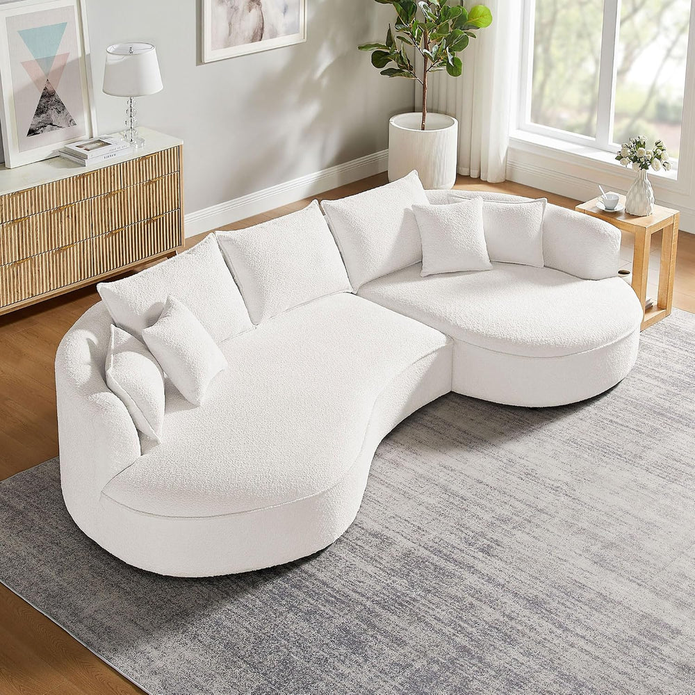 KEVINSPACE 128.15" Sofa Couch Modern Curved Cloud Round Sectional Couche...