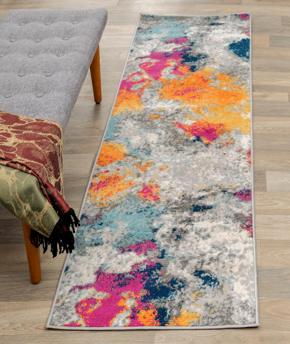 Rugshop Modern Abstract Living Room Non-Shedding Runner Rug Multi 2' x 10...