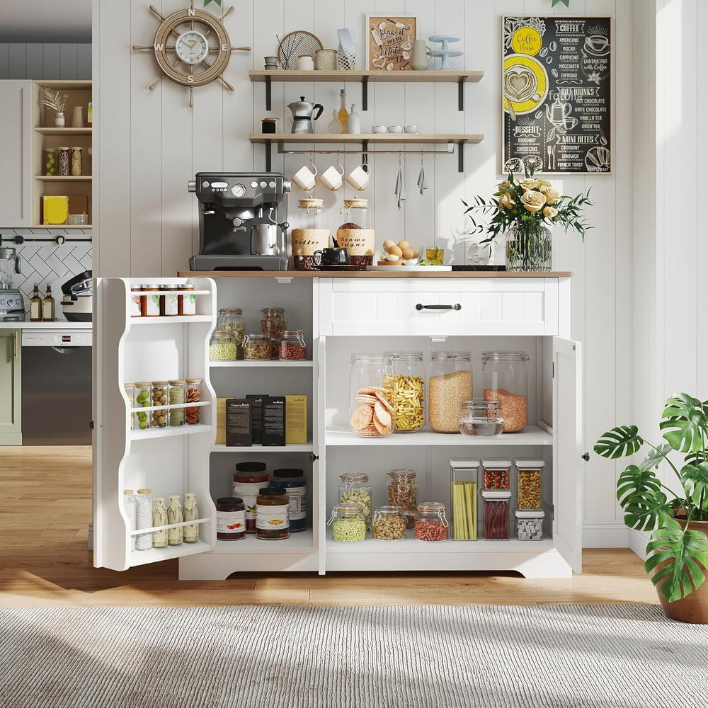 Kitchen Coffee Bar Cabinet with Storage, Sideboard Buffet with Drawers, Shelv...