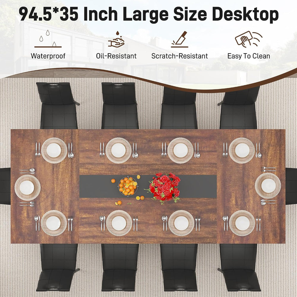 chartustriable Dining Table for 8-10 People,94" Large Modern Kitchen Tab...