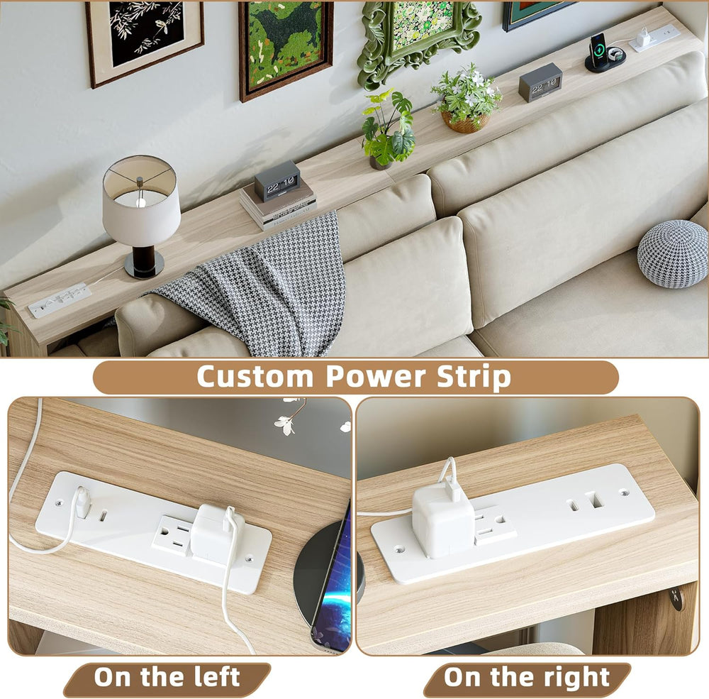 TIQLAB 9.1 Inch Narrow Console Table with Power Outlet,Sofa Table Set of 2,To...