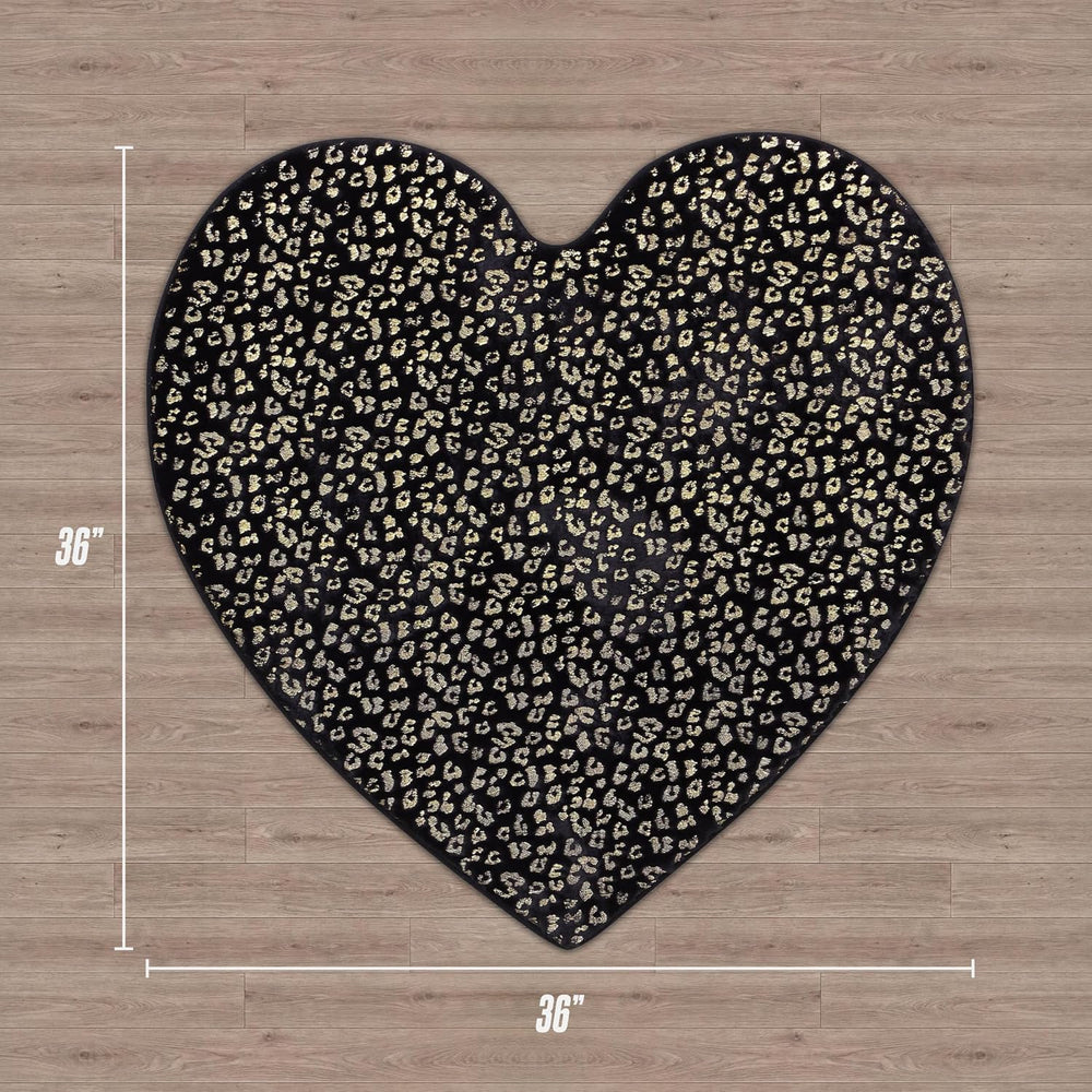 Juicy Couture Metallic Leopard Foil Print Shaped Heart Rug, Padded with Non-S...