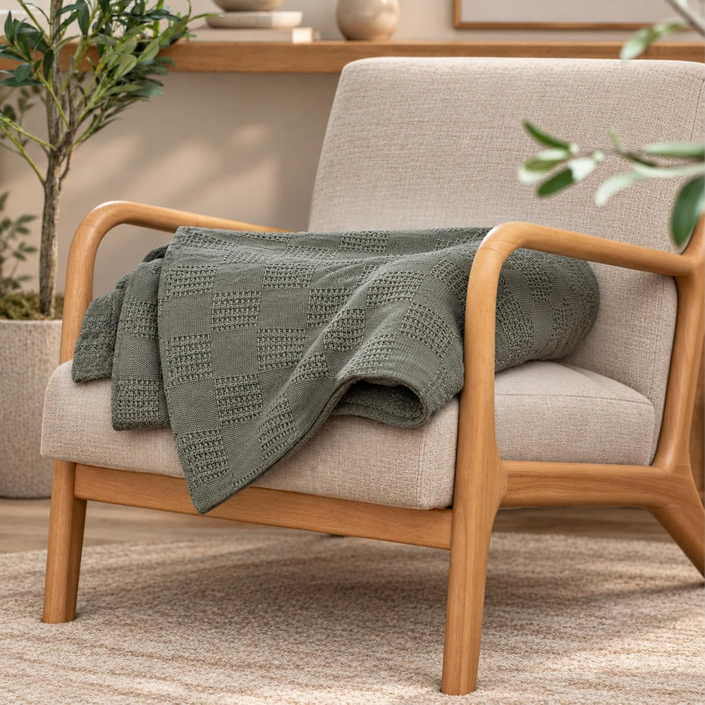 100% Cotton Blanket King Size Thermal Blanket (108"x90") - Lightwei...