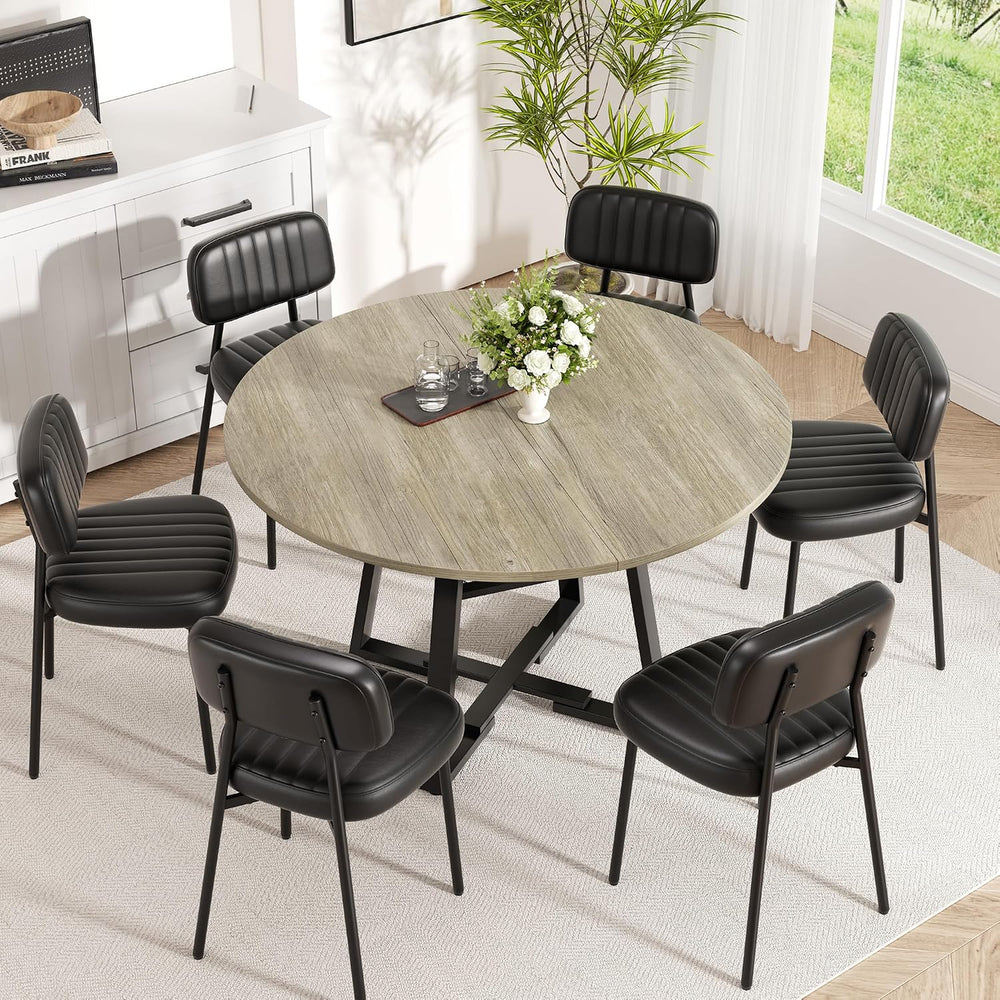 Round Dining Table for 4-6 People,47 Inch Dining Room Table,Modern Circle Kit...