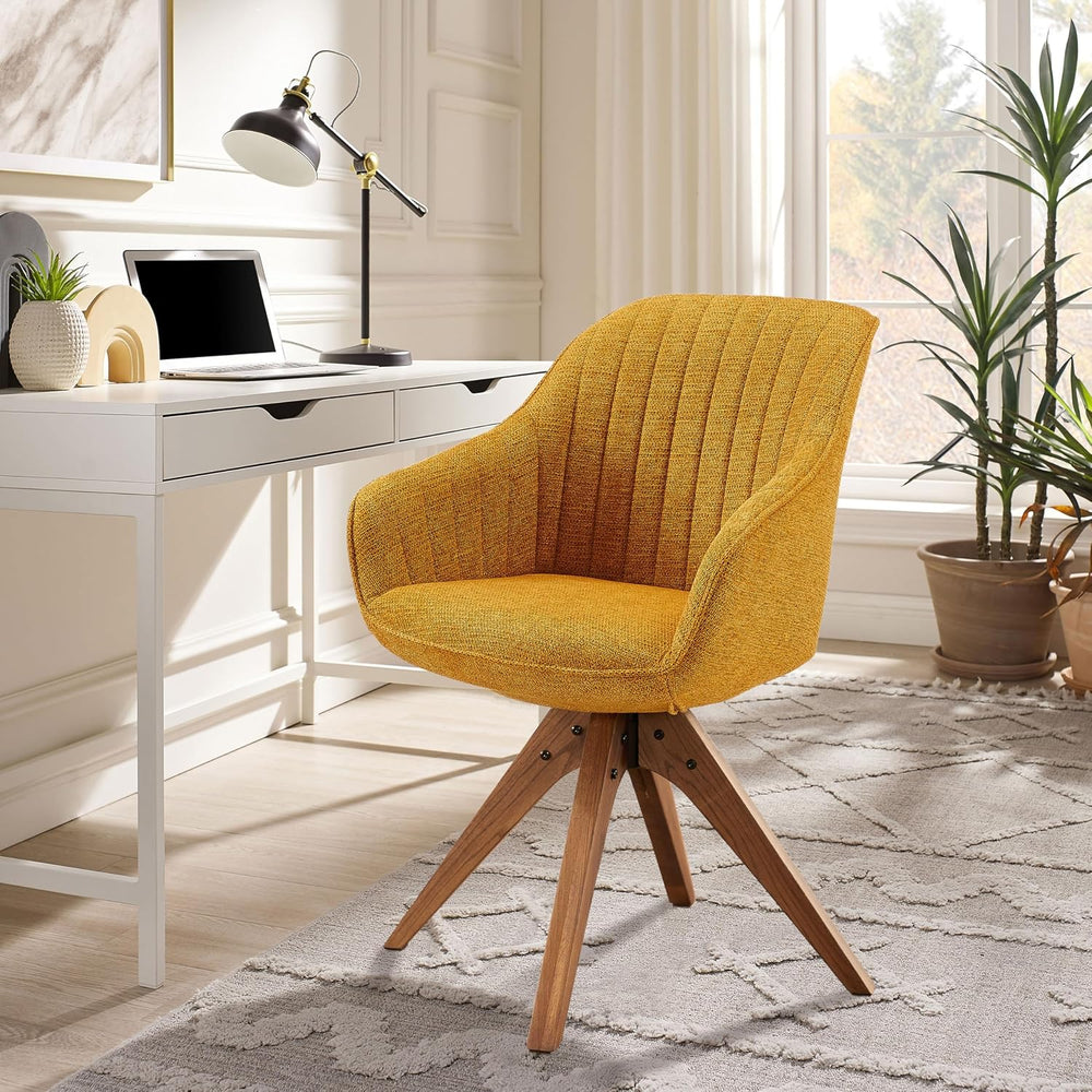 Zouron Mid Century Modern Accent Chair with Wooden Legs, Upholstered Swivel C...