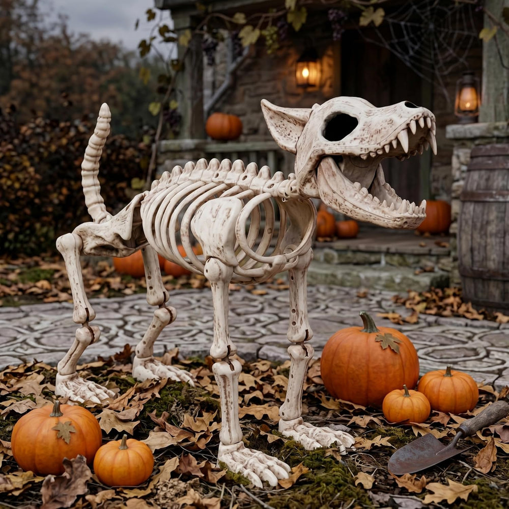 JOYIN 34โ Wolf Skeleton Halloween Decoration, Plastic Animal Skeleton with Mo...