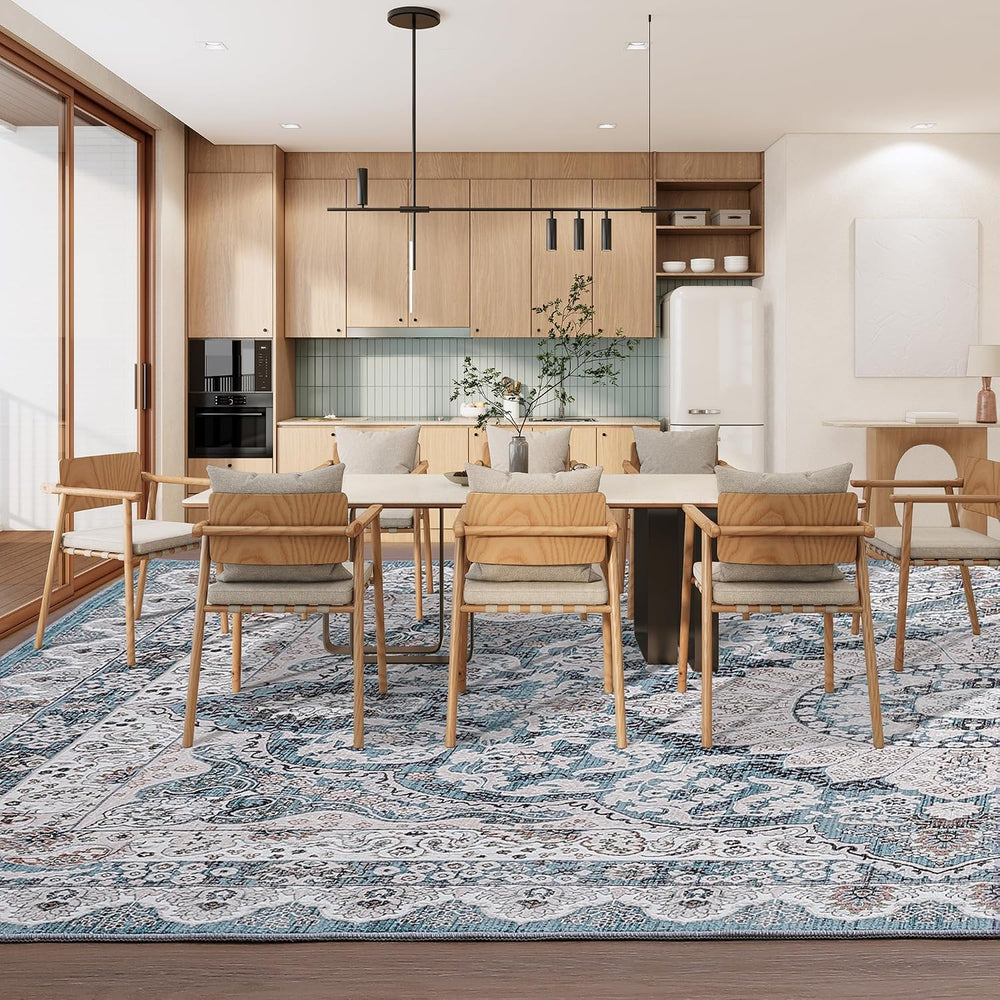 Foxmas 6x9 Blue Washable Area Rugs