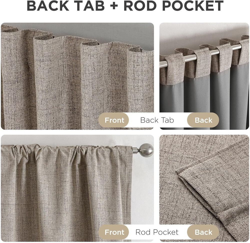 Joydeco Blackout Curtains for Bedroom - 108 Inch Linen Drapes 2 Panels Set, T...