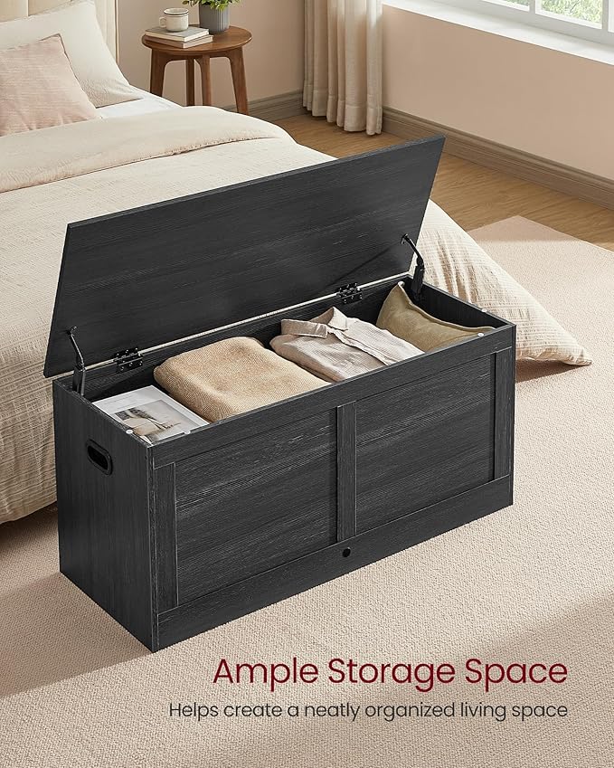 VASAGLE Storage Chest, Storage Trunk with 2 Safety Hinges, Storage Bench, Sho...