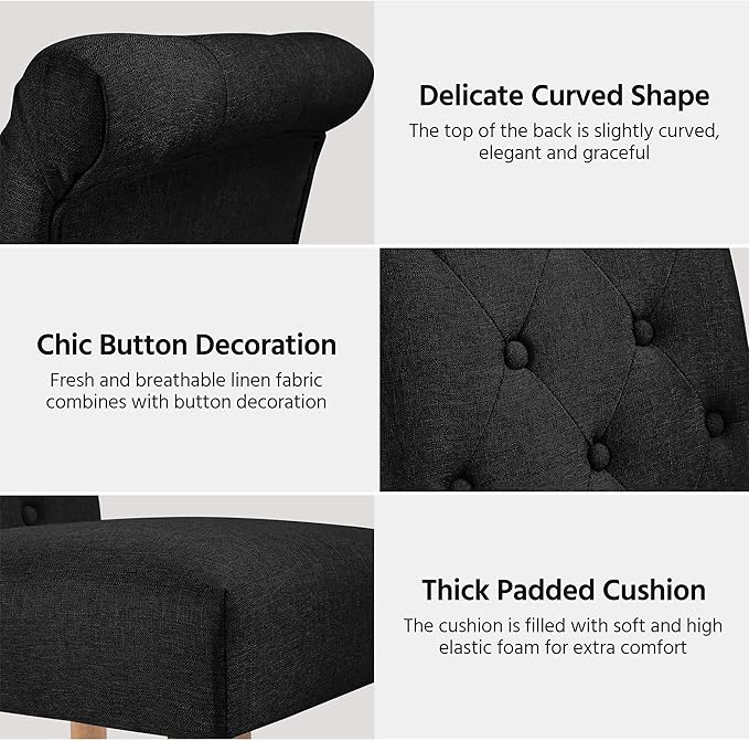 Yaheetech Dining Chairs Set of 6 Fabric Upholstered Dining Room Chairs with B...