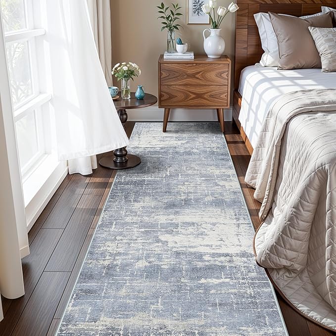 Hallway 2x10 Washable Runner Rug: Abstract Kitchen Stove Rugs Low-Pile Stain