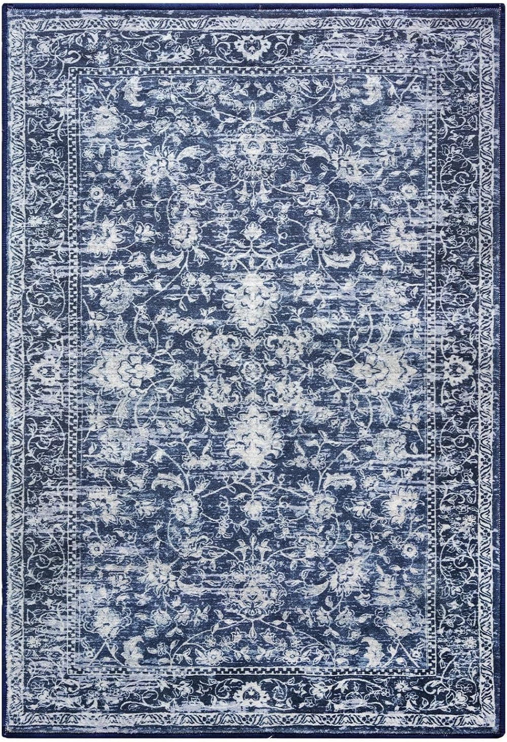 KILOCOCO Area Rug 3x5 Washable Entryway Rug Non Slip Blue Kitchen Rugs