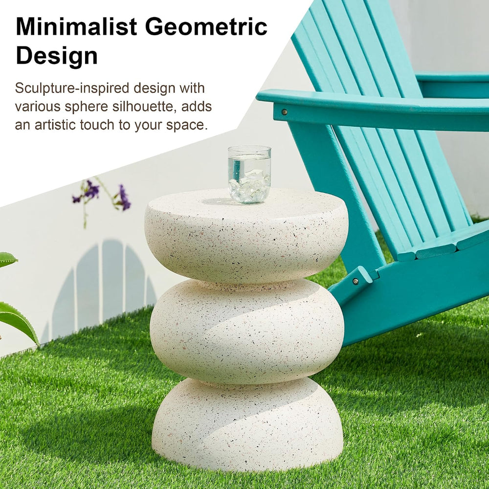 Glitzhome Outdoor Side Table, 18" H Decorative Garden Stool MGO Faux Ter...