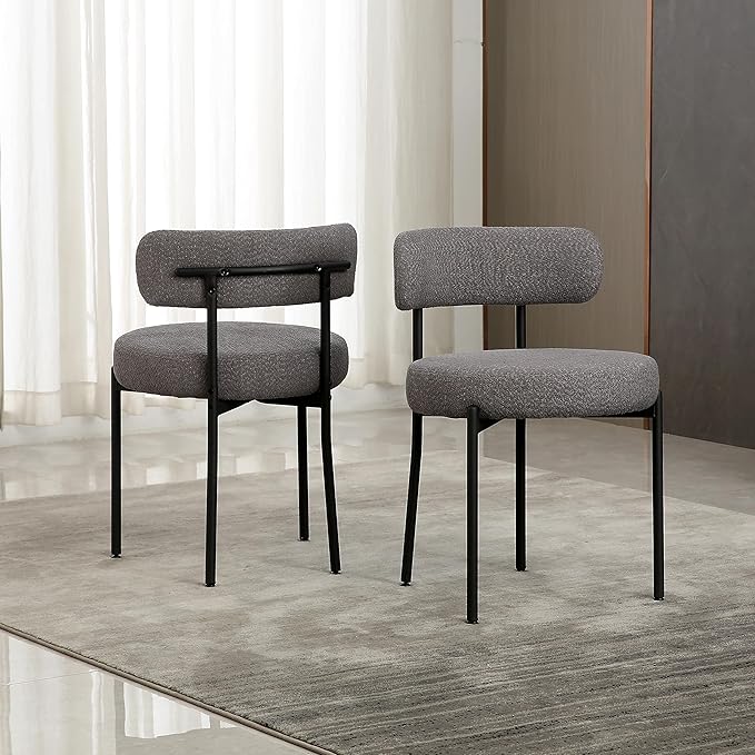 DYHOME Boucle Dining Chairs Set of 4, Upholstered Kitchen Dining Room Chairs,...