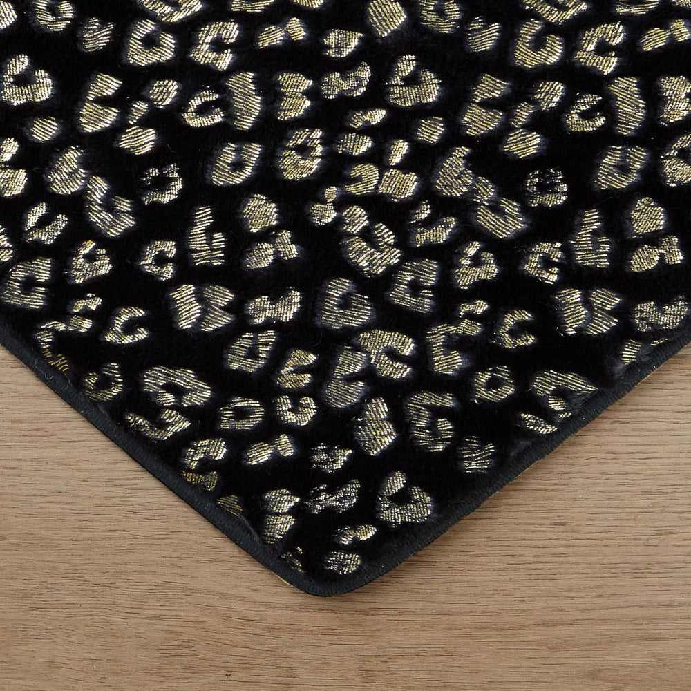 Juicy Couture Metallic Leopard Foil Print Shaped Heart Rug, Padded with Non-S...