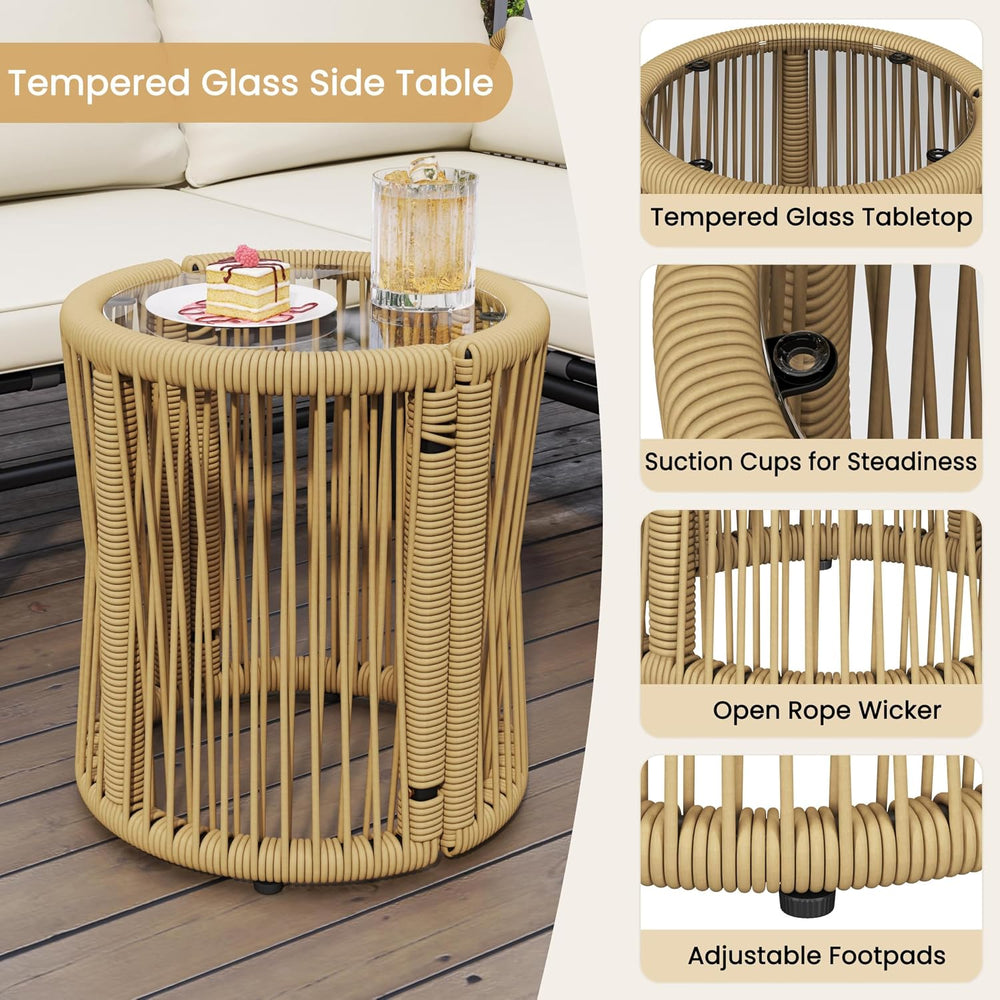 Yaheetech 3 Pieces L-Shaped Conversation Set, Outdoor Patio Furniture Set