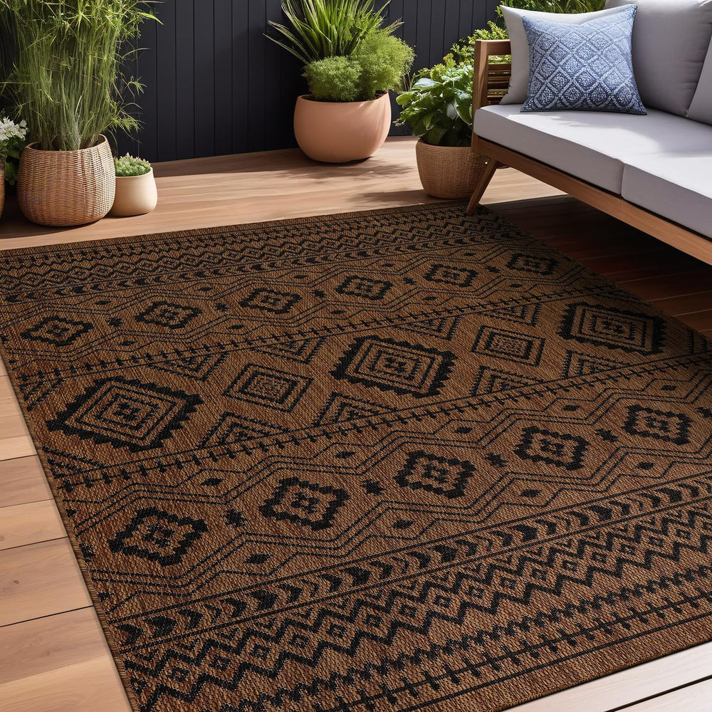 Beverly Rug Waikiki Boho Indoor Outdoor Rug 5x7, Washable Outside Carpet for ...