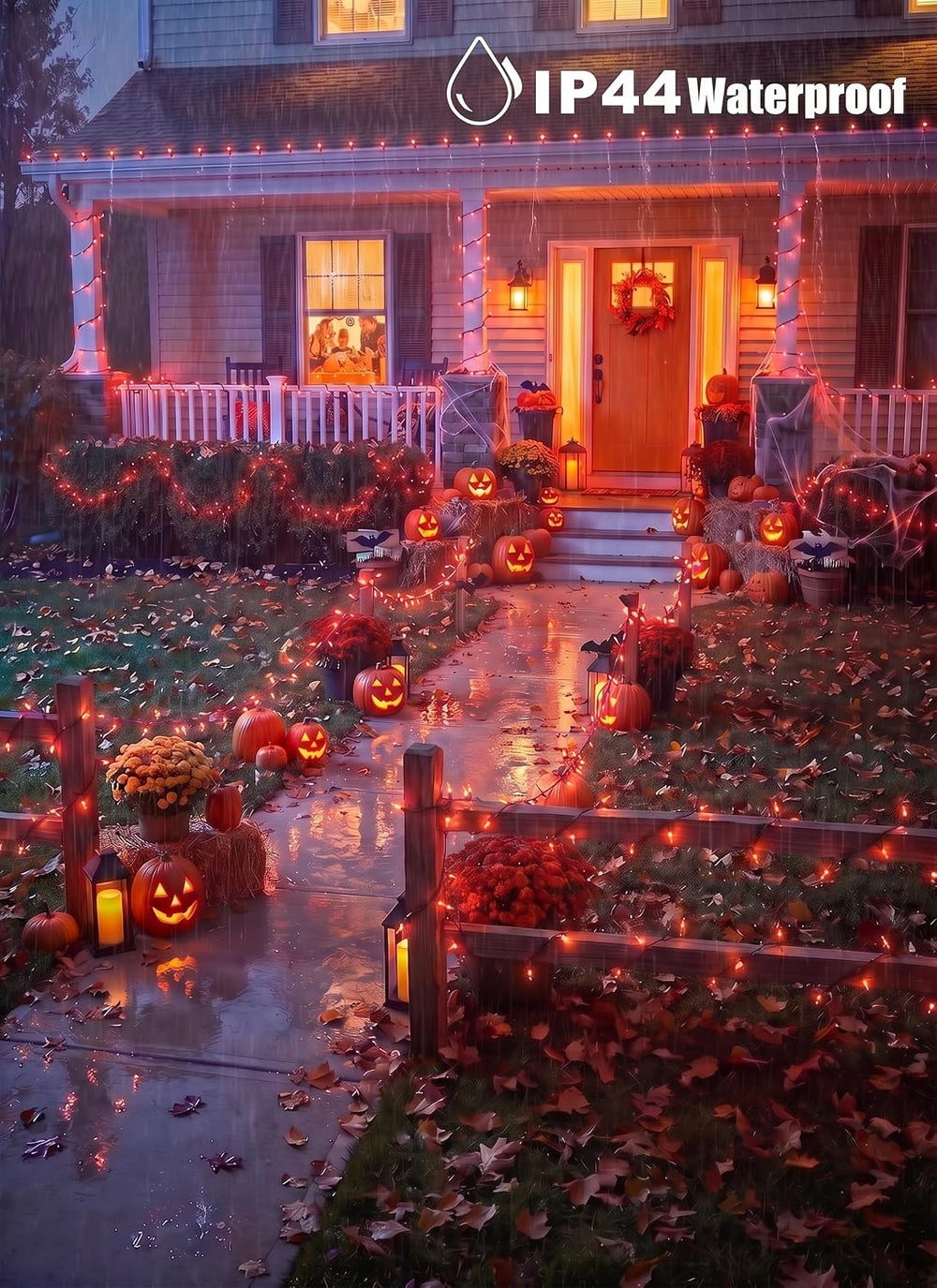 2Pack Orange Outdoor Halloween Lights, 39Feet 100 LED Mini Lights with 8 Ligh...