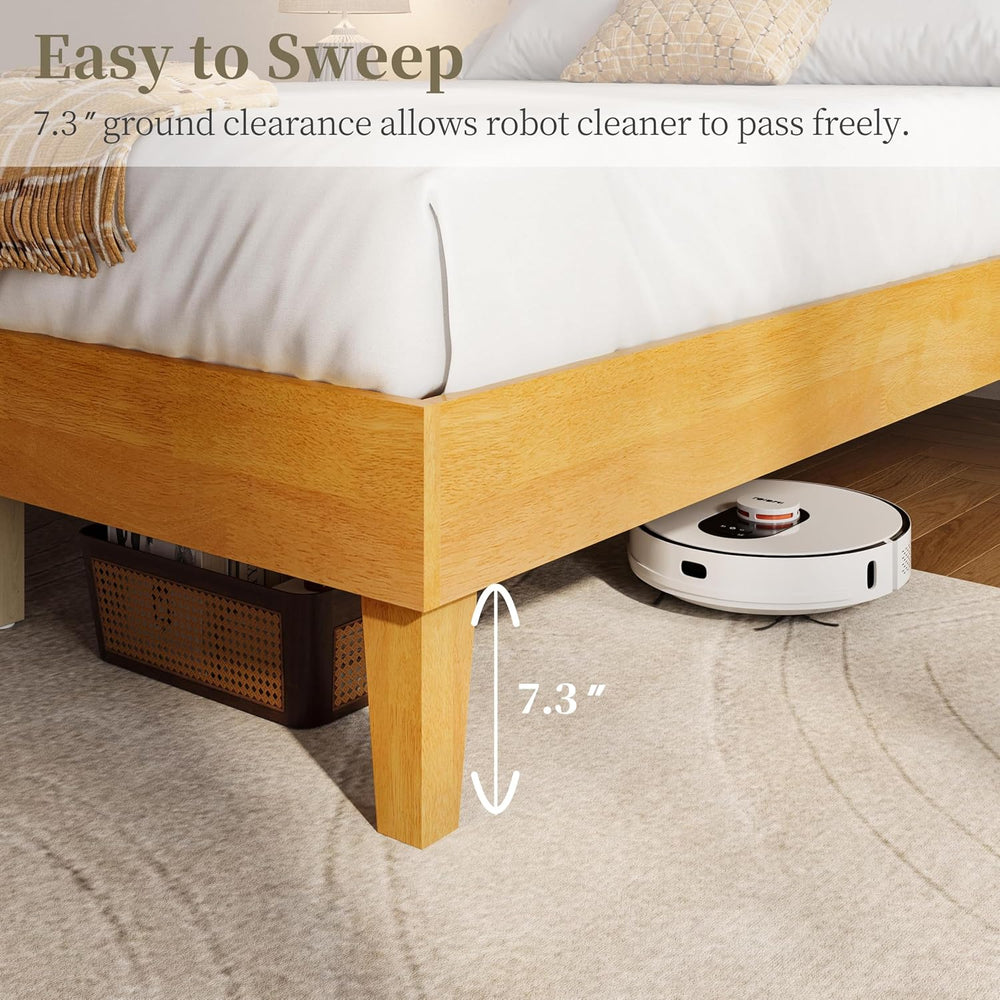 Yaheetech Full Size Solid Wood Platform Bed Frame Low-Profile Natural Wood