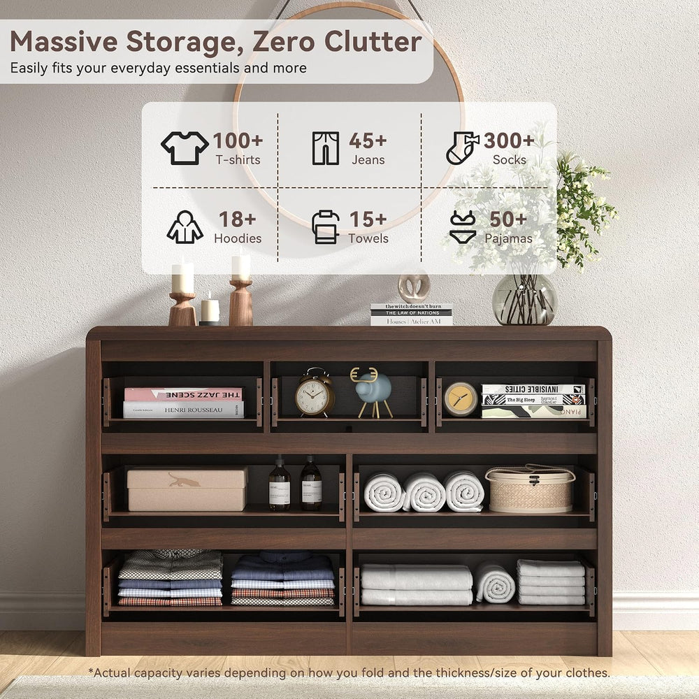 Fluted 7 Drawer Dresser for Bedroom, 50โ Wide Dresser & Chest of Drawers ...