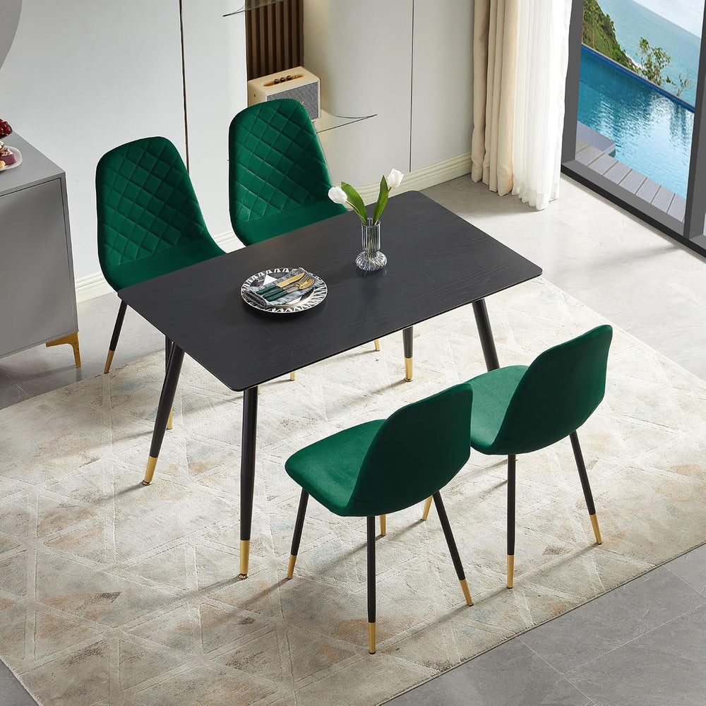 Velvet Green Dining Chairs Set of 4 - Upholstered Kitchen & Dining Room C...